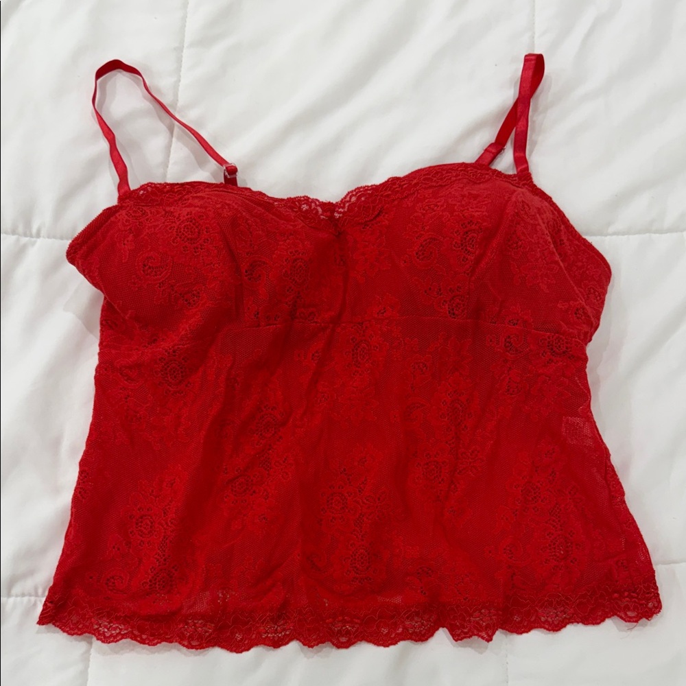 Red Lace Camisole Top